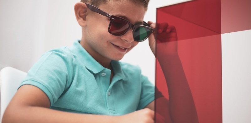 A child having vision therapy