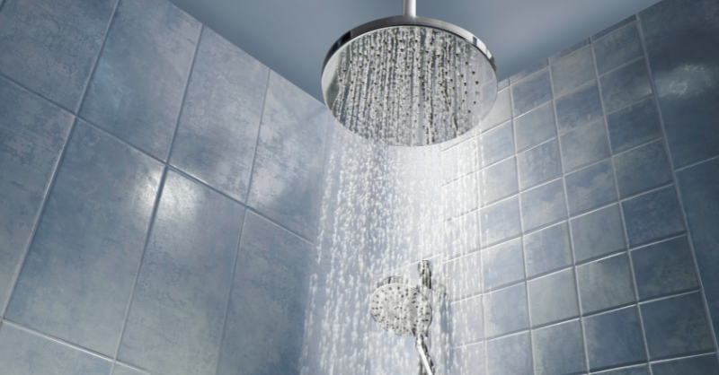 A photo of a running shower